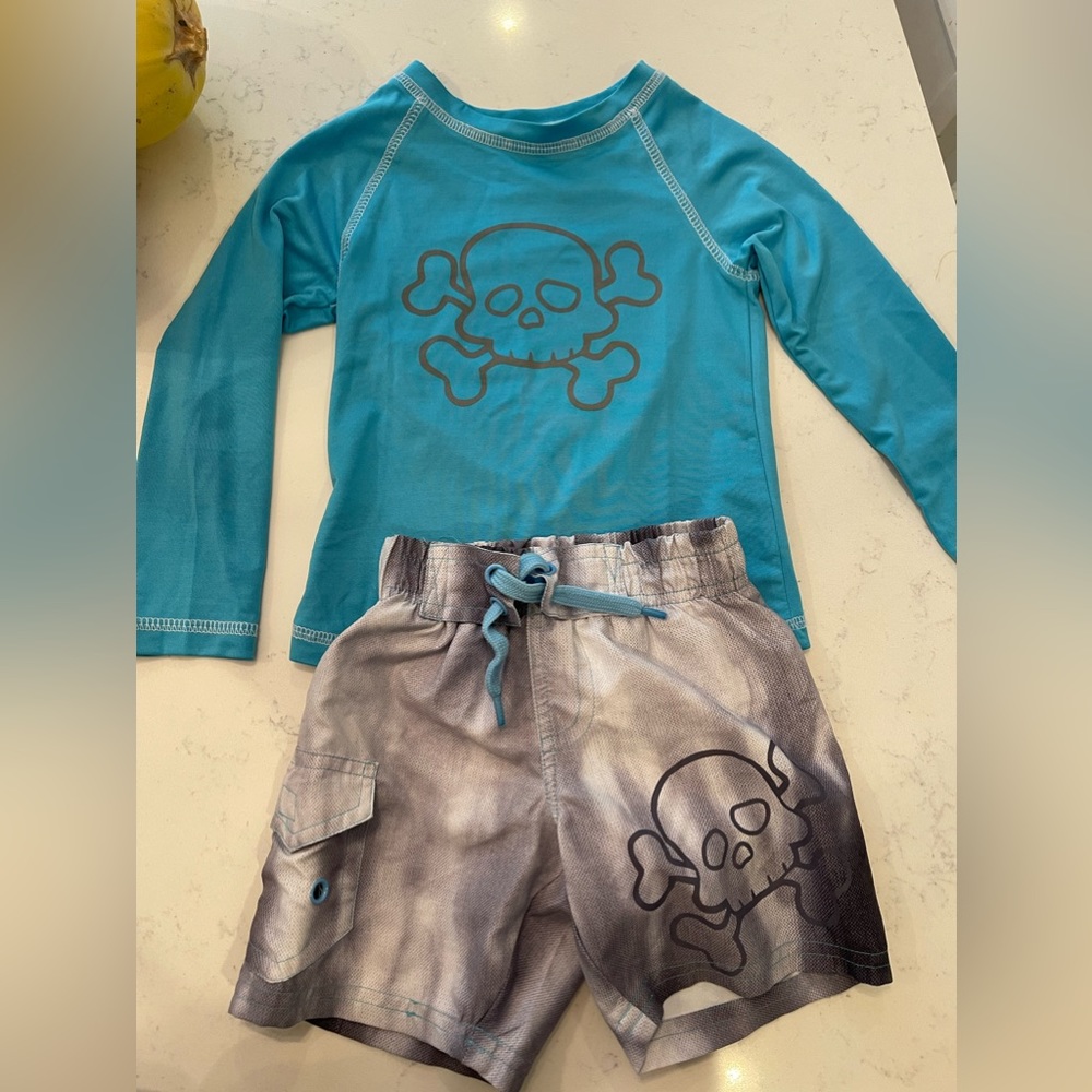 Mish boys bathing suit and rash guard